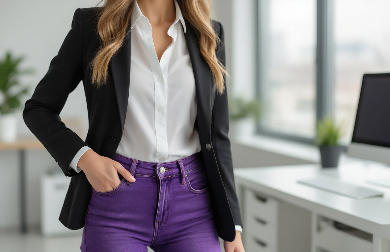 Elevate Your Purple Jeans for Work-Appropriate Outfits
