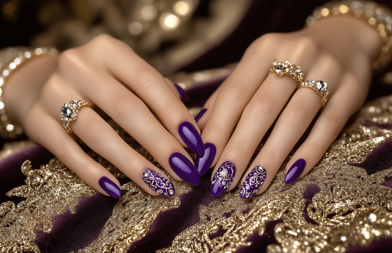 Purple Themed Nail Art for Special Occasions