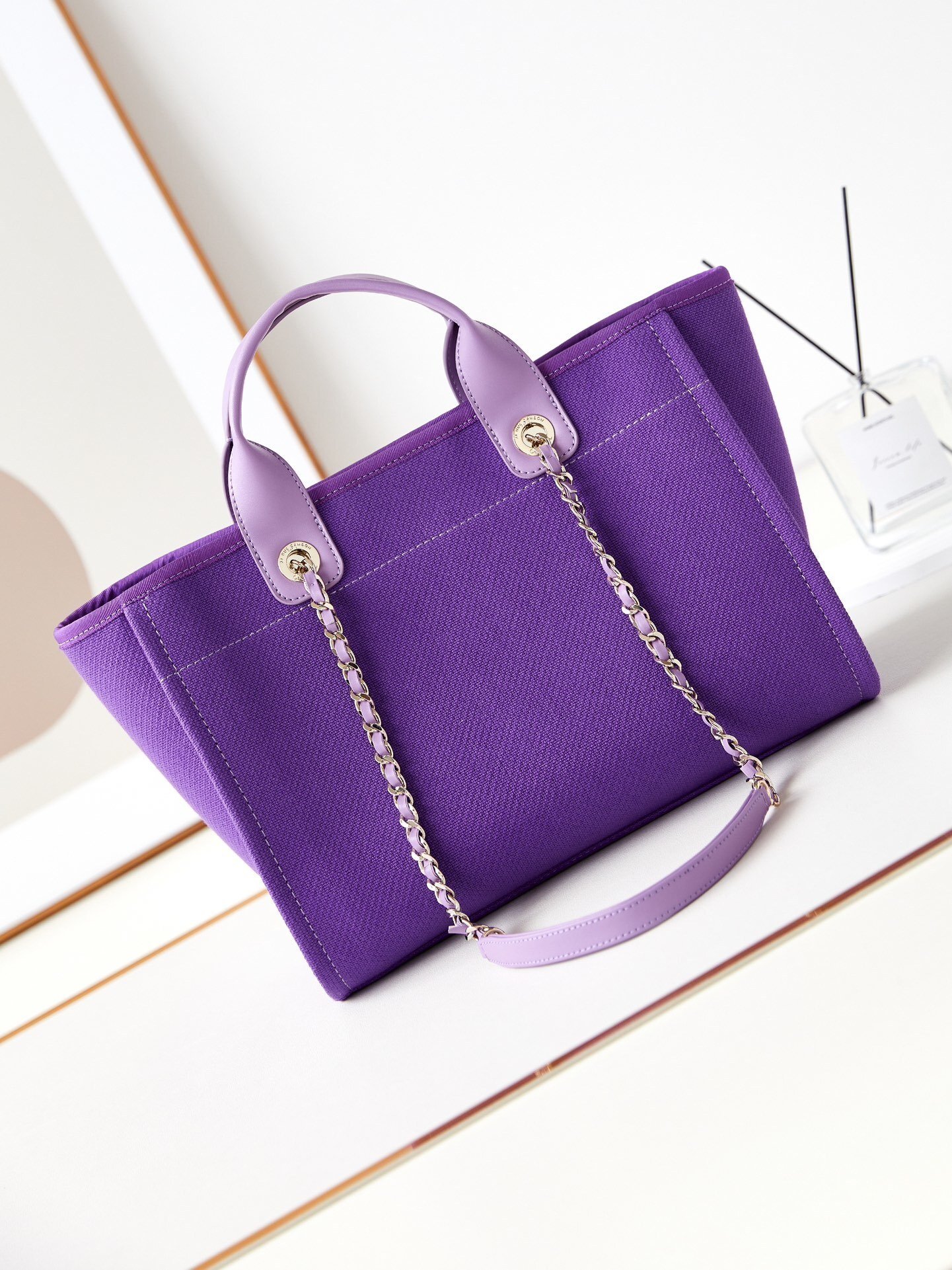 vibrant purple canvas chain tote set vibrant purple canvas chain tote set
