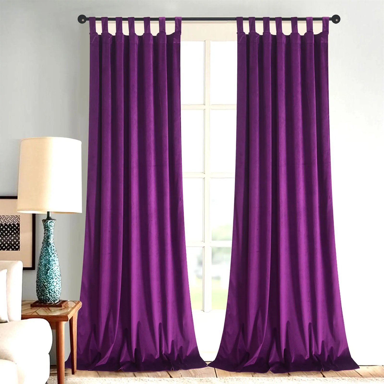 christmas polyester plain purple decorative curtain 7